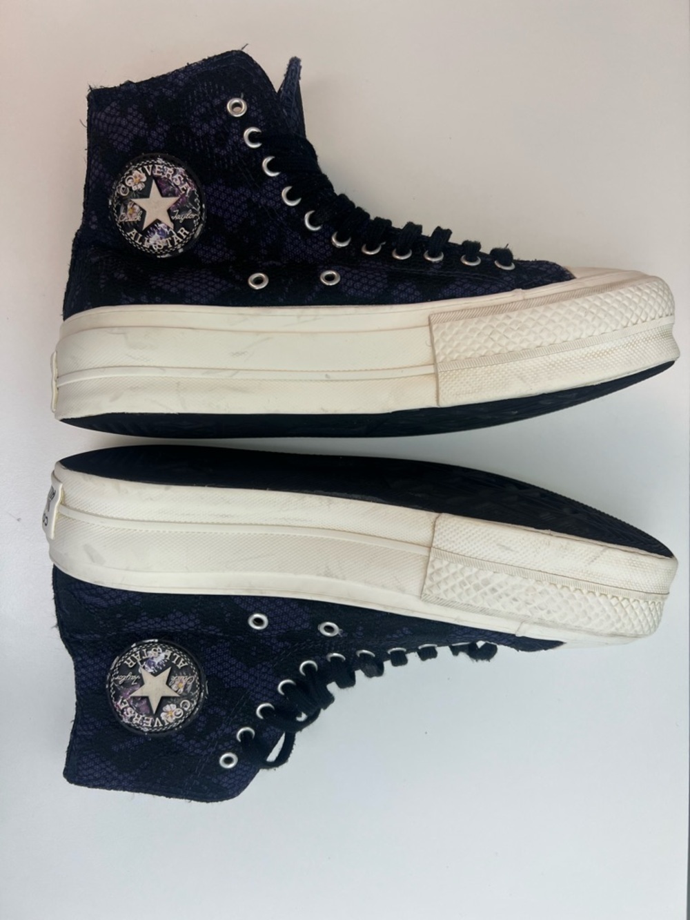 Converse Chuck Taylor All Star High Top Uncharted Waters Black Lace Purple Sz 6 - Picture 7 of 9